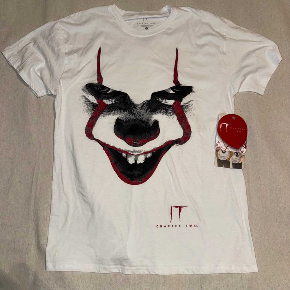 IT Chapter Two Pennywise Graphic T-Shirt White Horror Movie Tee Large NWT
